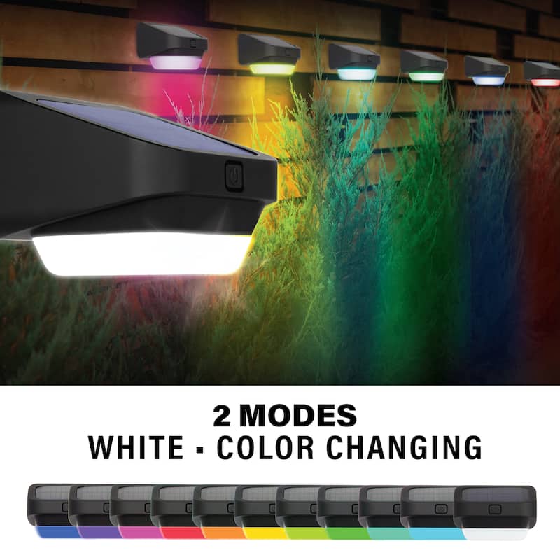 Bell + Howell Color Changing Solar Deck Fence Lights For Patio, Stairs, Pathways, and More - 4 Pack - Multi