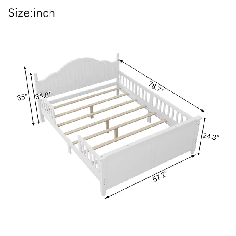 Full Size Bed For Kids, Wood Full Platform Bed with Headboard and Footboard