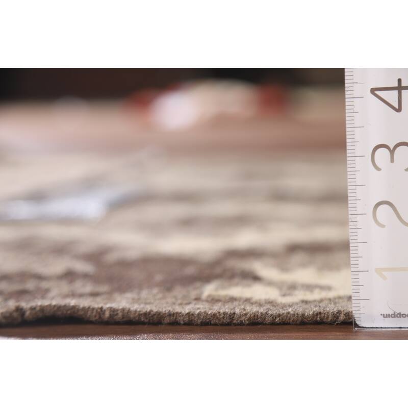 Brown Kilim Accent Rug Flatweave Geometric Wool Carpet - 3'5"x 4'5"