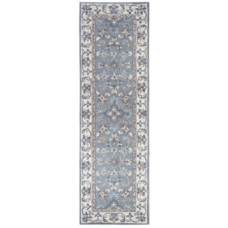 Alora Decor Liberty Grey, Tan and Ivory Hand-tufted Wool Rug - 2'6" x 10' - Gray