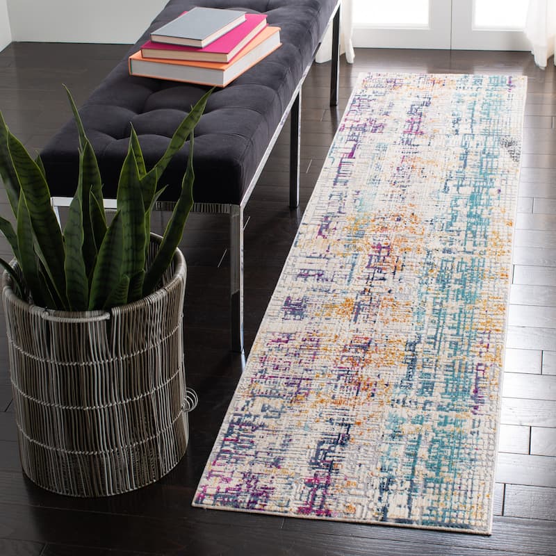 SAFAVIEH Aria Miska Vintage Oriental Rug - 2' x 8' Runner - Ivory/Turquoise