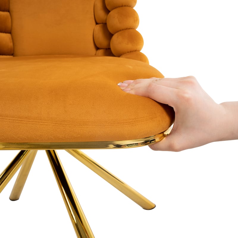 2-Piece Vanity Chair Dining Chairs, Velvet Accent Chairs Swivel Chair with Ball-Shaped Backrest