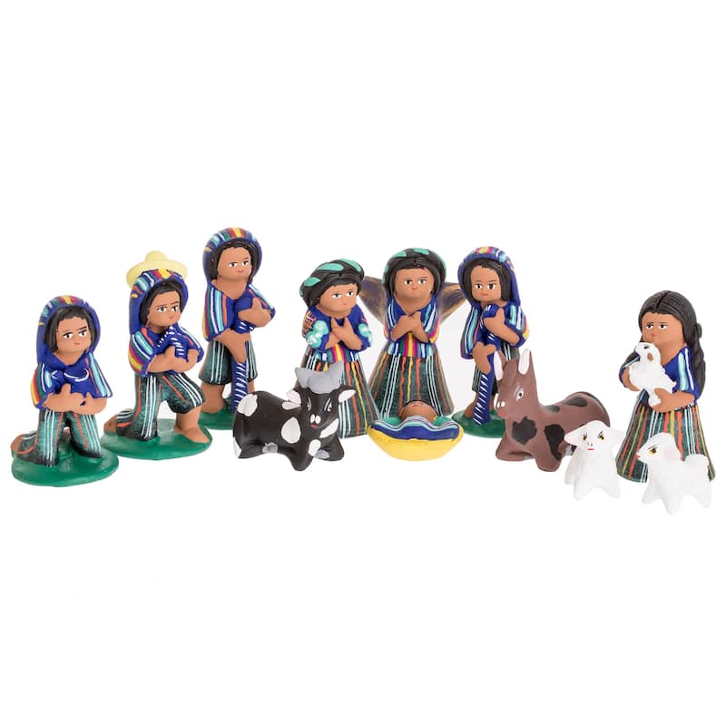 Novica Handmade Christmas In Santa Maria Ceramic Nativity Scene (12 Pieces)