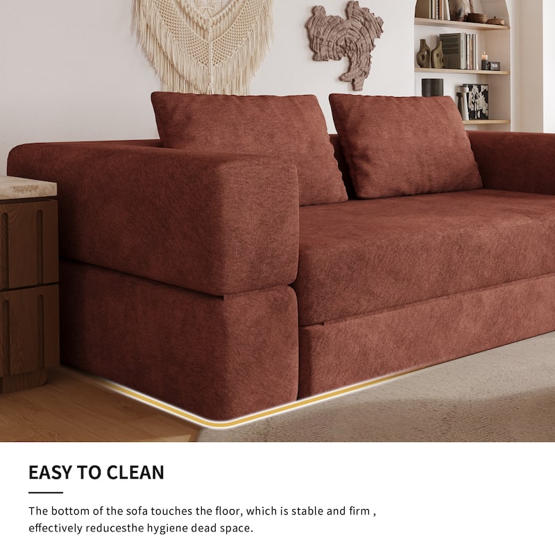 Folding Memory Foam Sleeper Sofa Bed Chenille Floor Couch Convertible into Sleeping Mattress with Rectangle Pillow and Cushions