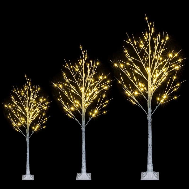 Pre Lit White Birch Tree Christmas Holiday Party Decorations Starlit Tree for Indoor Outdoor Use