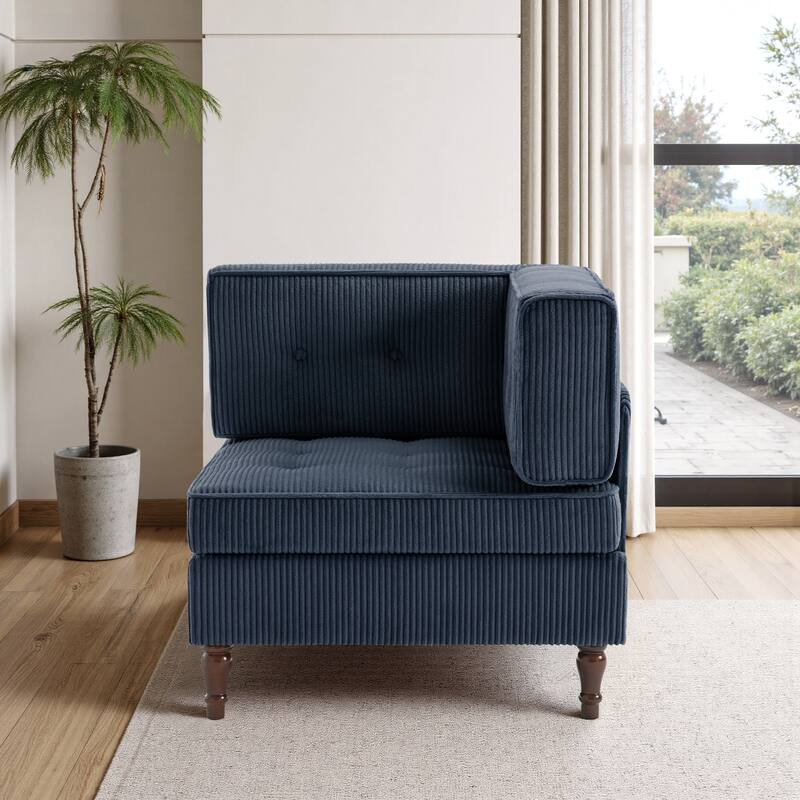 UIXE Corduroy Modular Corner Sofa Lounge Corner Arm Chair - Navy