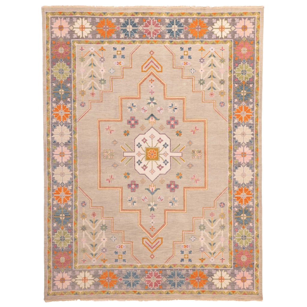 ECARPETGALLERY Hand-knotted Modern Oushak Light Grey Wool Rug - 8'10 x 11'9