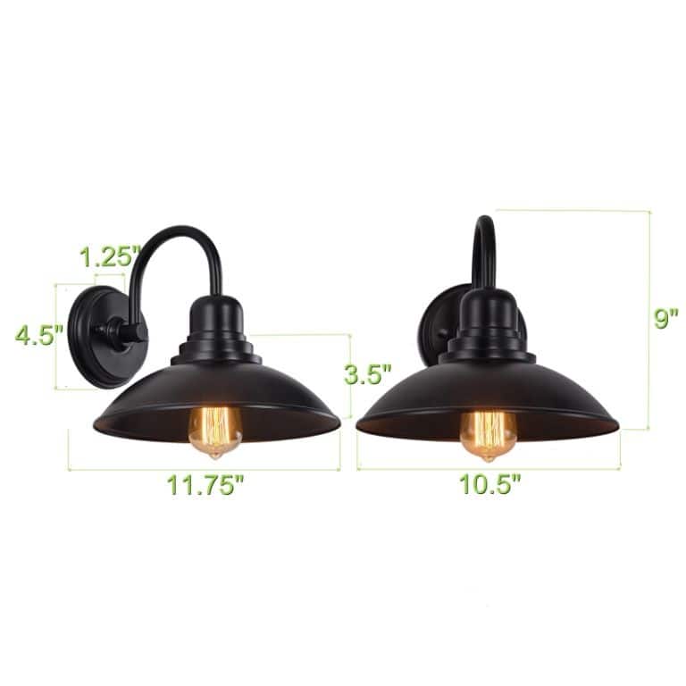 2 Pack 9"H Dimmable Outdoor Barn Light