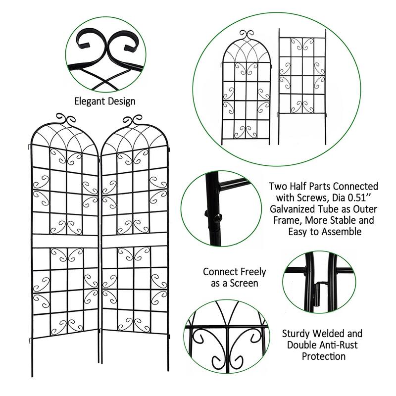 Outdoor Metal Rustproof Garden Arched Trellis for Climbing Plants