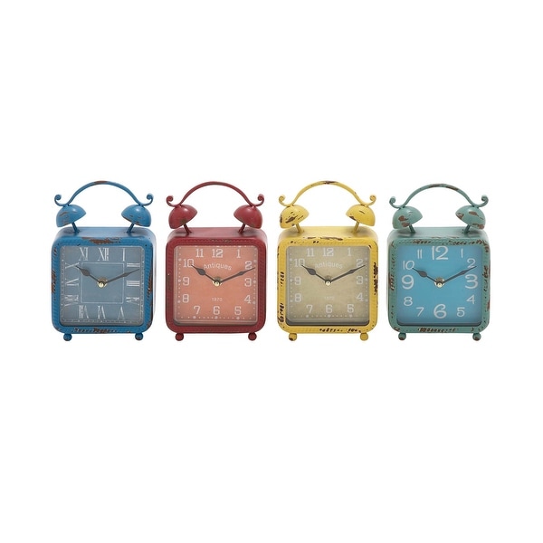 The Distressed But Colourful Metal Desk Clock 4 Assorted