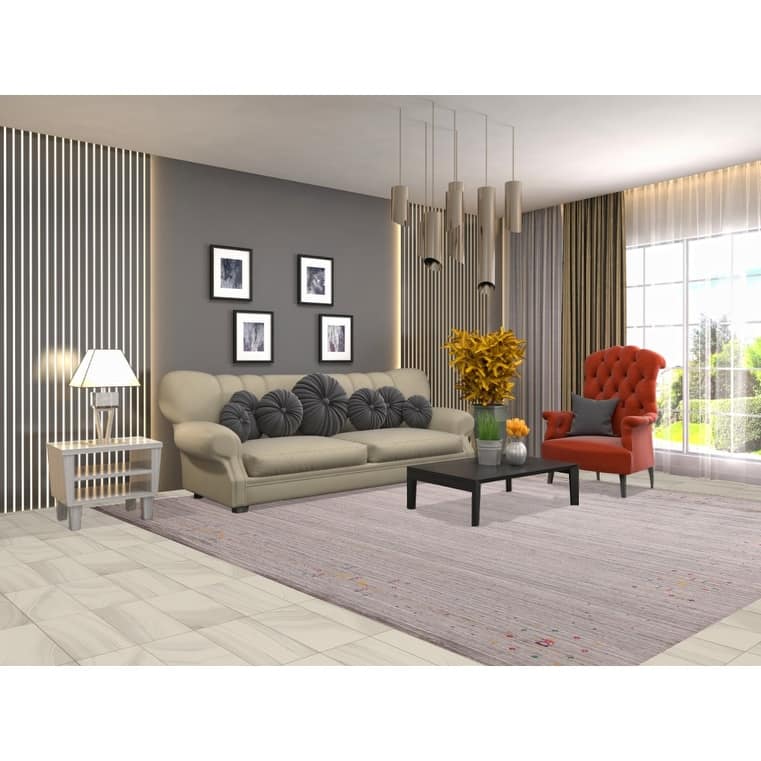 Striped Gabbeh Indian Square Rug Hand-Knotted Wool Carpet - 9'11"x 9'9"