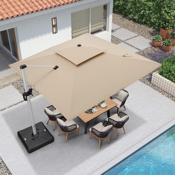 PURPLE LEAF Double Top 12ft Square Patio Umbrella Cantilever Umbrella