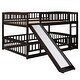 preview thumbnail 15 of 48, Full Over Full Low Bunk Bed with Fence and Ladder for Toddler Kids Teens,Elegant Children Bed