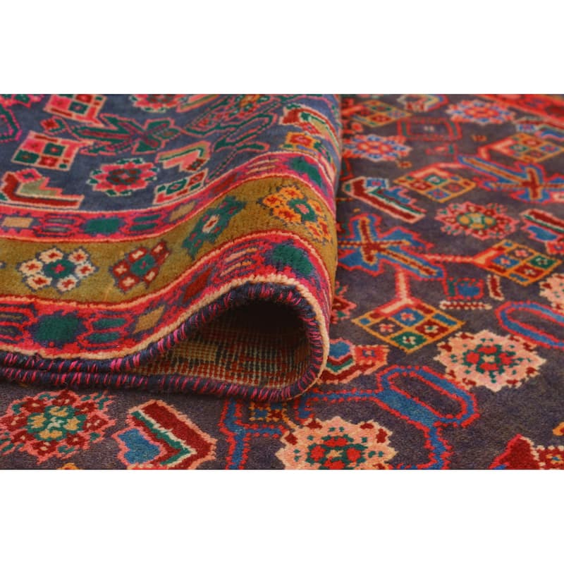 Fine Vintage Distressed Behice Navy/Red Runner - 3'11" x 10'0"