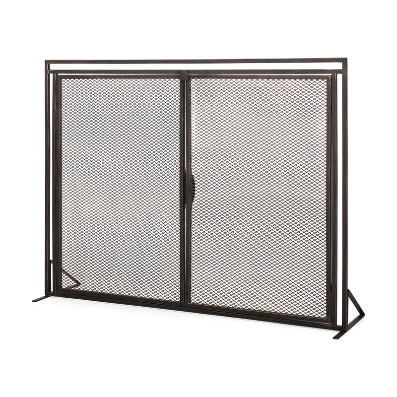 Anmytek Metal Fireplace Screen with Double Access Doors