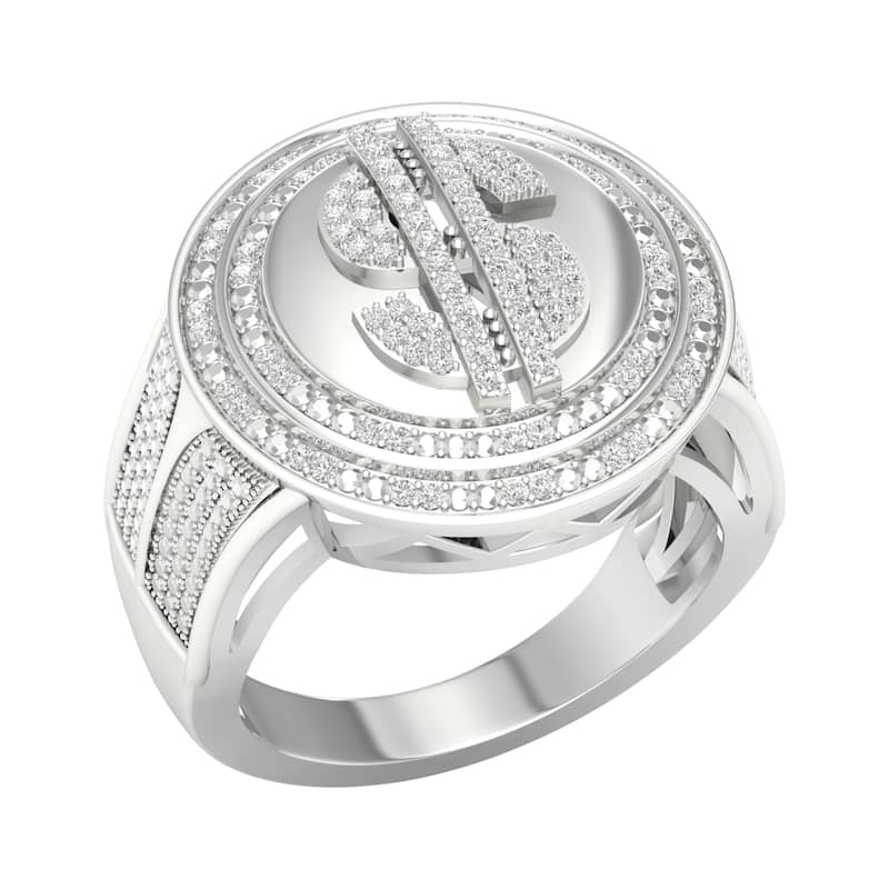 IGI Certified 1/3ct TDW Diamond Halo Ring in 10k Gold for Men