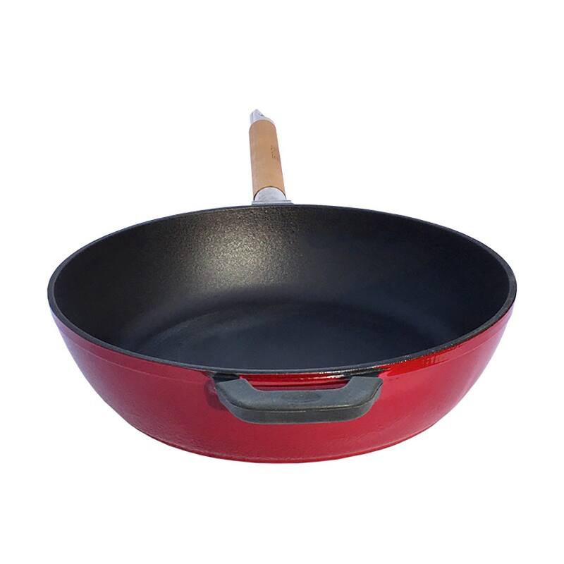 BIOL Non Stick Pre Seasoned Cast Iron Skillet in Red