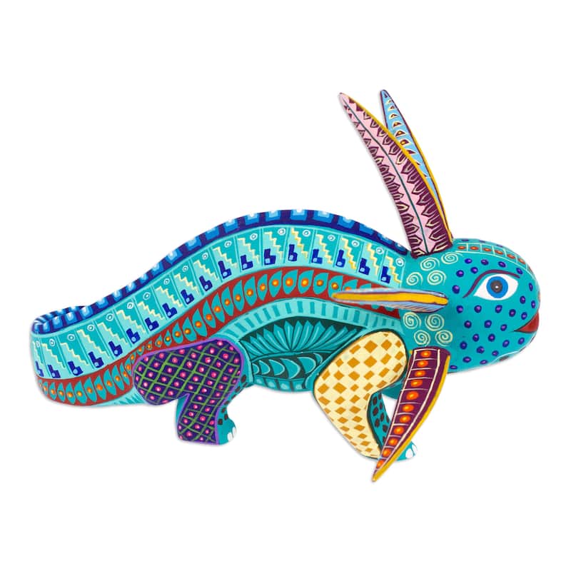 Novica Handmade Colorful Axolotl Wood Alebrije Figurine