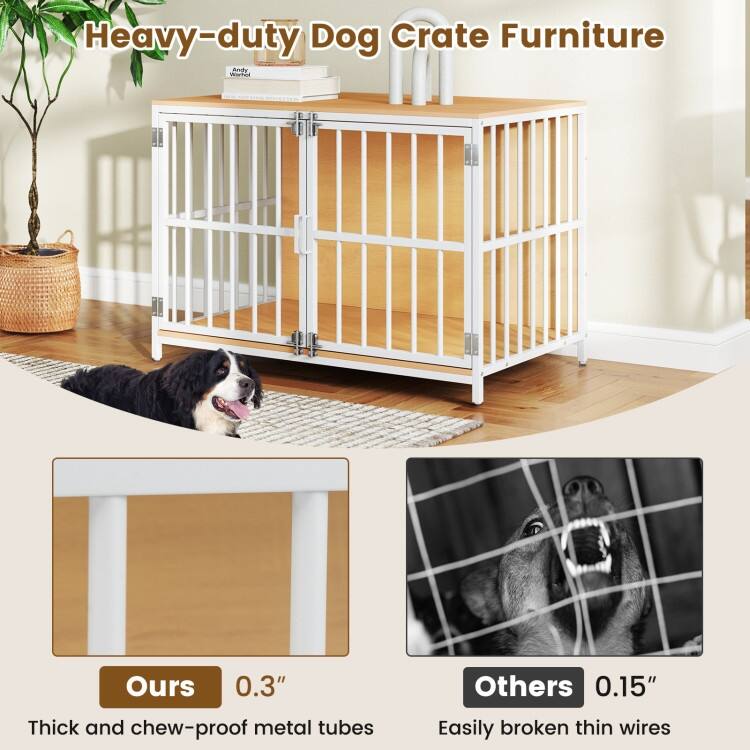 Dog Cage with Lockable Doors and Side Table Indoor Kennel Crate for Small and Medium Dogs