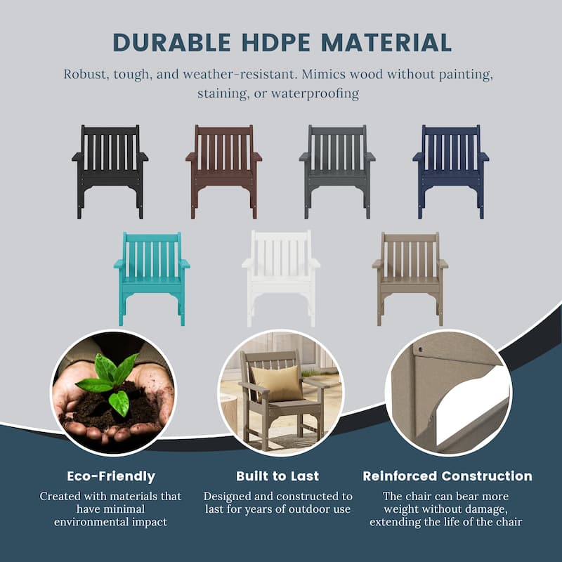 Laguna Poly 5-Piece Outdoor Patio Square Table Garden Arm Chairs Dining Set