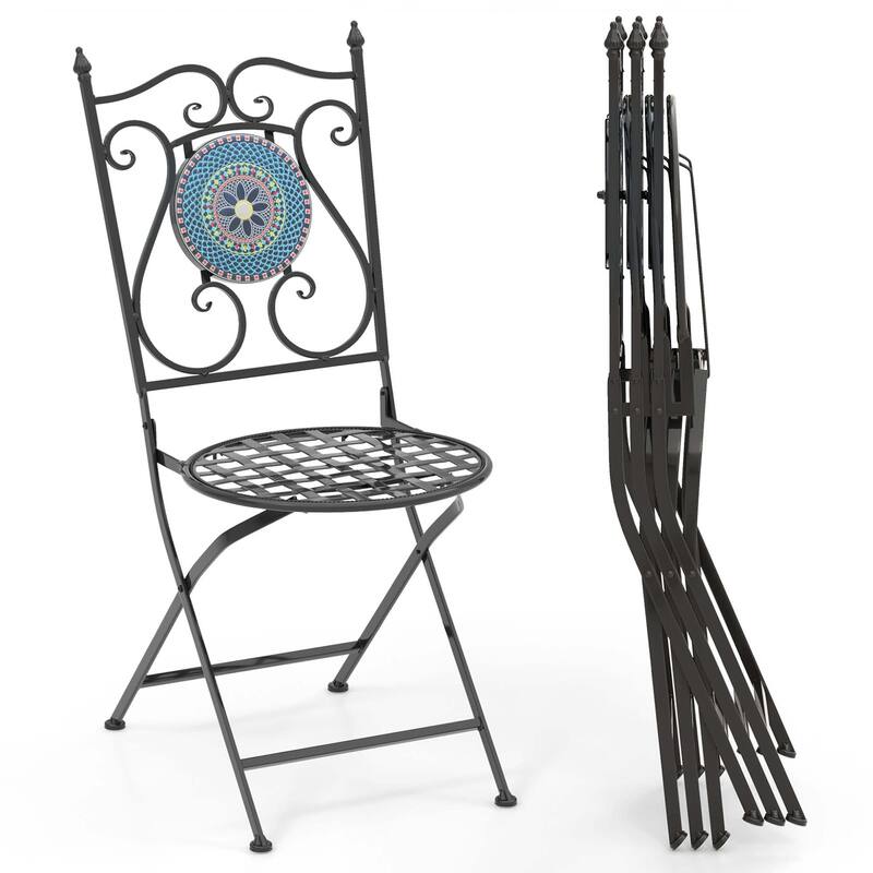Costway Set of 2/4 Mosaic Chairs for Patio with Decorative Backrest - Set of 4