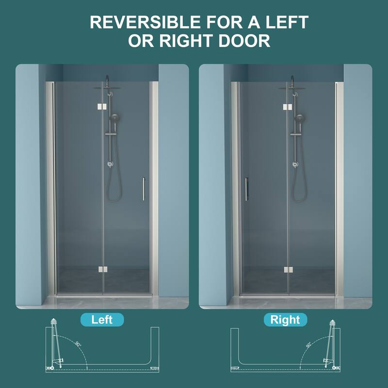 30"W x 72"H Pivot Frameless Swinging Shower Door