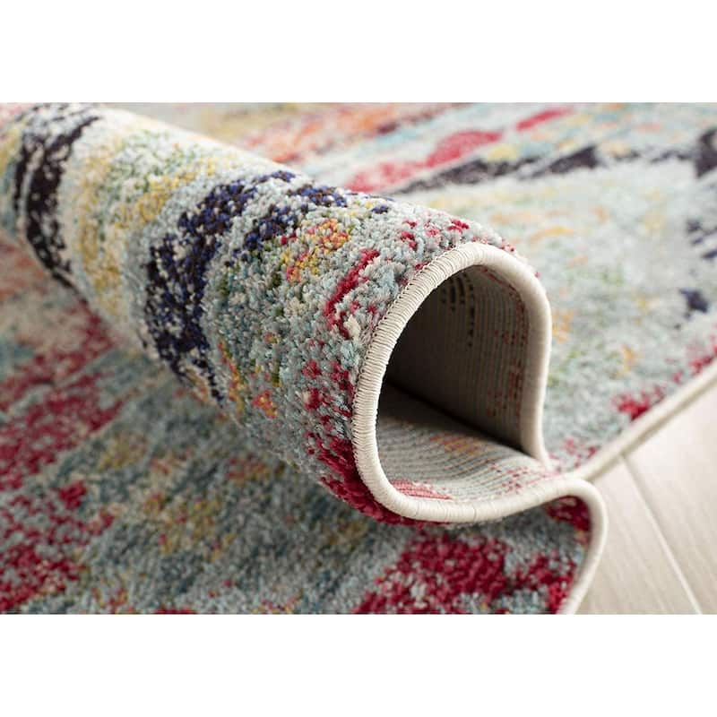 Contemporary Area Rug - 5'1" x 7'7" - Navy Blue Boho Chic Rug - Non-Shedding Living Room Rug - 91 x 61