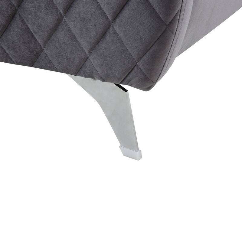 Hida 78 Inch Modern Accent Sofa, Diamond Stitching, Gray Velvet Fabric