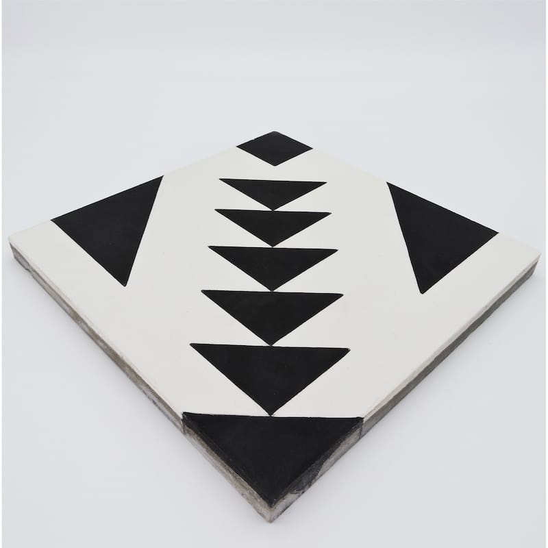 Handmade Tadla in Black and White Tile, Pack of 12 (Morocco)