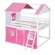 preview thumbnail 9 of 34, Wood Castle House Bunk Bed with Windows, Sills, Tent, Slide, Playhouse Design
