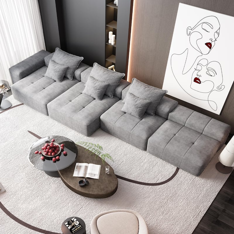 Modern Oversized Modular Sectional Sofa,with 6 Pillows,6 PCS DIY Combination Tufted Sofa