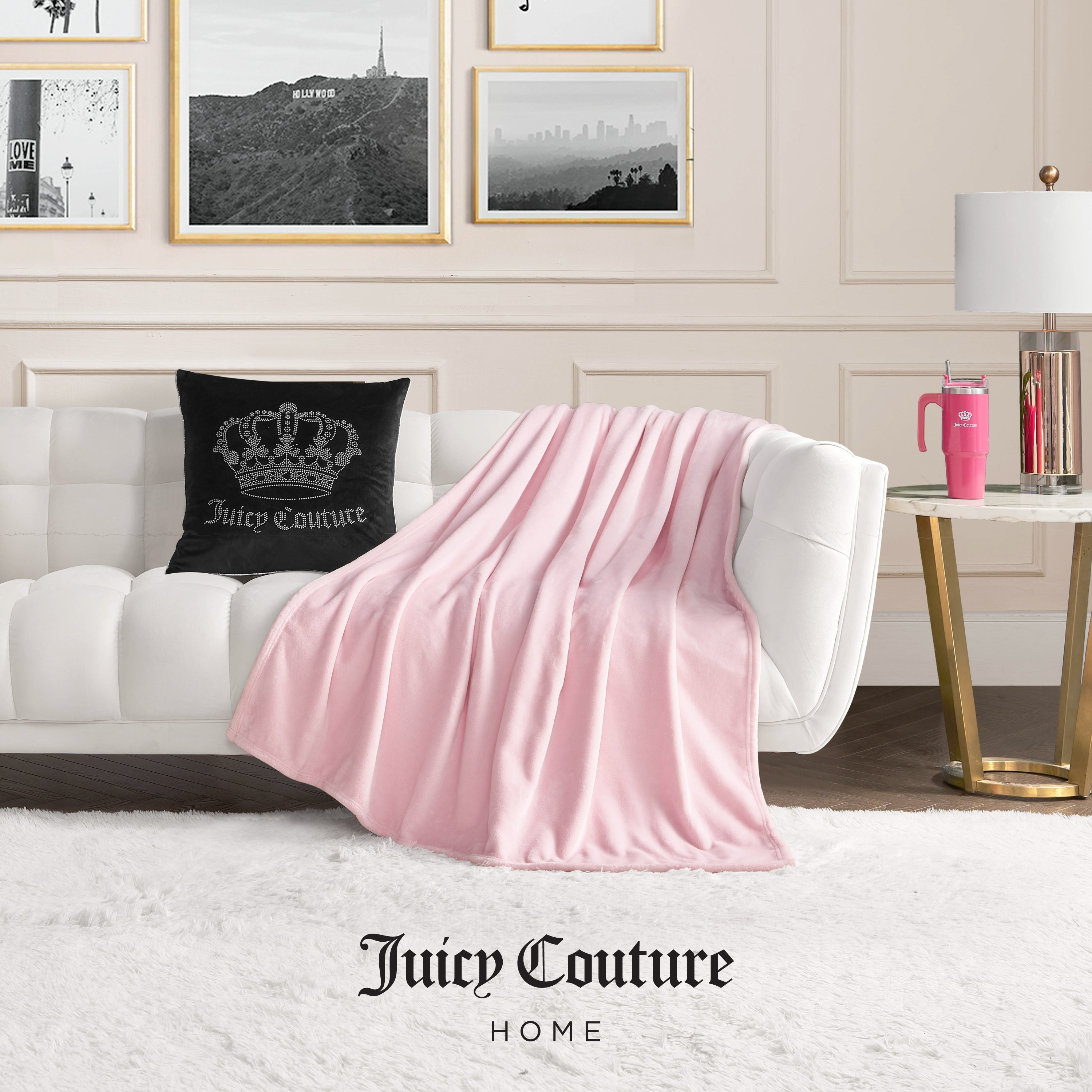 Juicy Couture Solid Plush Throw Blankets - On Sale - Overstock