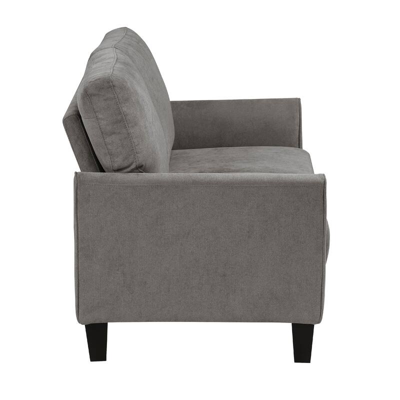 Xumo Loveseat, Taupe Gray Fabric, 56 Inch, Black Tapered Wood Legs