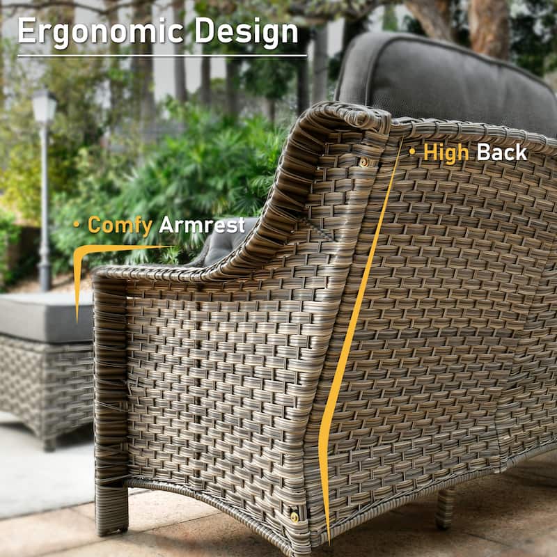 HOOOWOOO 9-piece Wicker High Back Patio Outdoor Swivel Chair Set