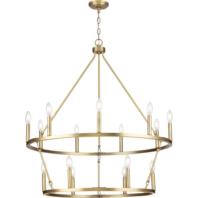 Gilliam Collection Nine-Light Vintage Brass New Traditional Chandelier - 35.5 in x 35.5 in x 38.37 in