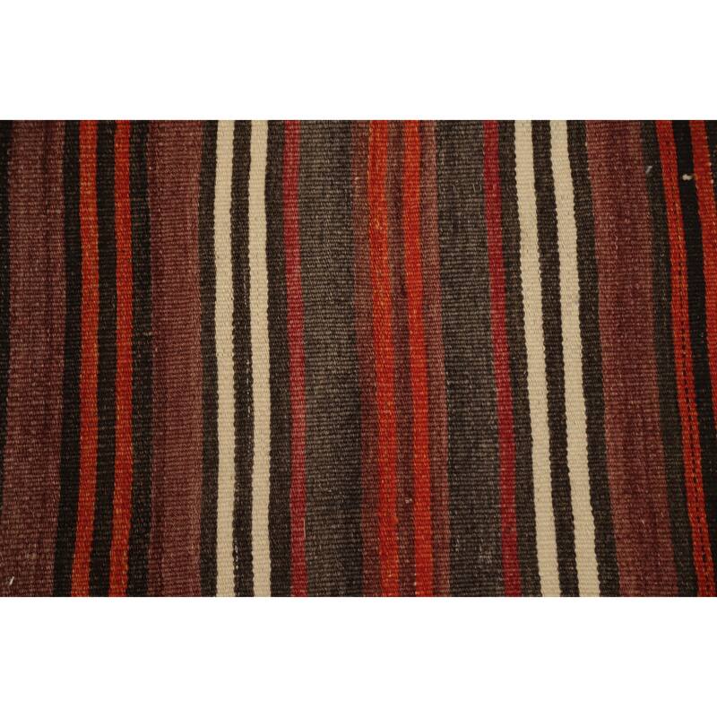 Hand Woven Oriental 100% Wool Carpet Southwestern Geometric Multi-Colored Kilim Area Rug - 10' 4'' X 4' 9''
