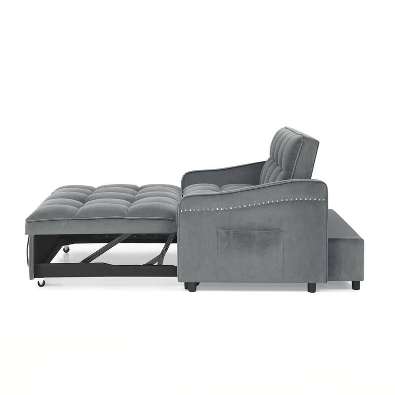 Loveseats Sofa Bed with Pull-out Bed,Adjsutable Back and Two Arm Pocket