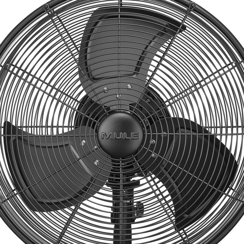 18" Mule Matte Black Outdoor Wet-Rated Oscillating Wall Fan with Remote, 3-Speed AC Motor - 18 Inches