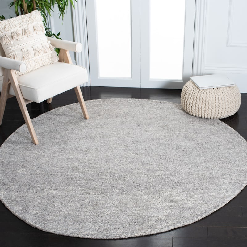 SAFAVIEH Handmade Himalaya Color Frame Wool/ Viscose Rug - 6' Round - Grey