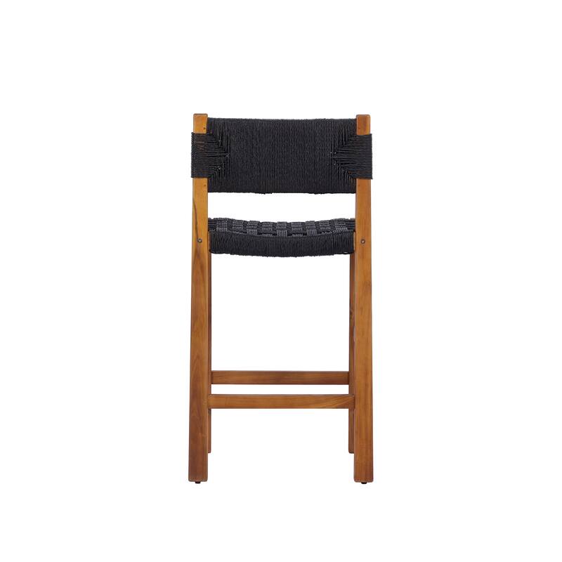 Christopher Knight Home - Modern Acacia Wood Outdoor Bar Stools with Teak Finish and Wicker Back Patio Chairs