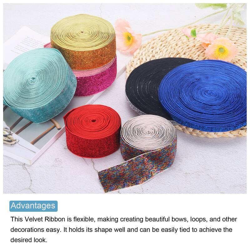 Metallic Glitter Velvet Ribbon 3/8 "x 25 Yard for Gift Wrapping
