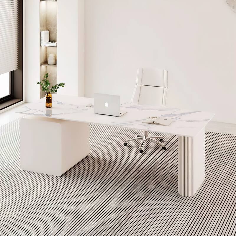 Rectangular Writing Desk Computer Desk, Home Office Desk, Faux Marble Top