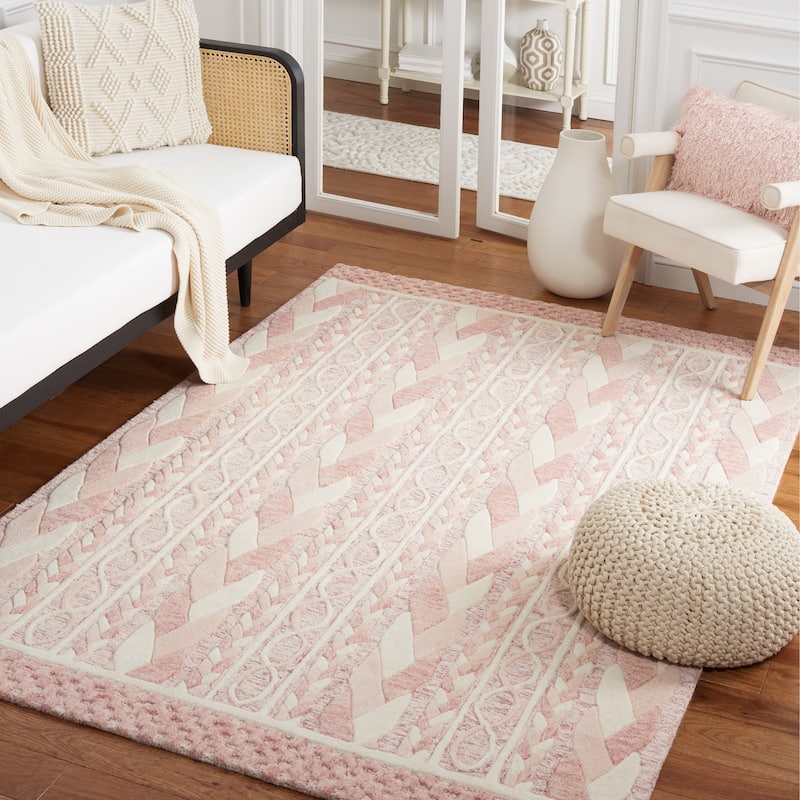 SAFAVIEH Handmade Metro Zenta Wool Rug - 5' x 8' - Pink/Ivory