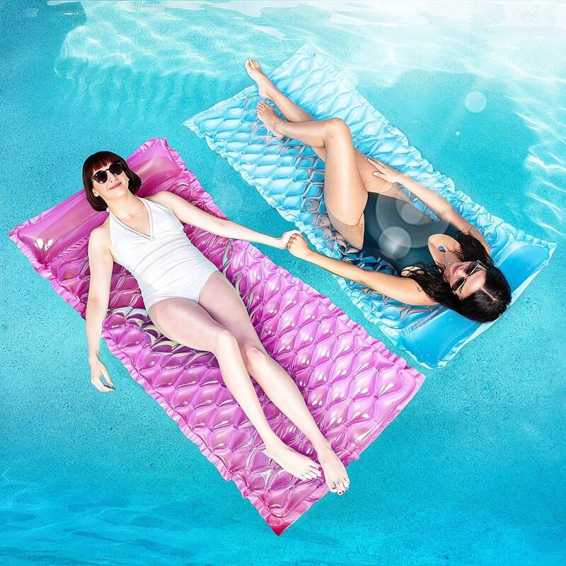 Joyfy 2Pcs Inflatable Floating Mat, Blue, Purple - 3 x 9 x 11