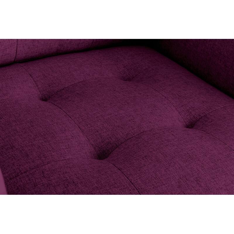 33.5" Linen Fabric Armchair with Metal Legs, Side Pockets, and Pillow