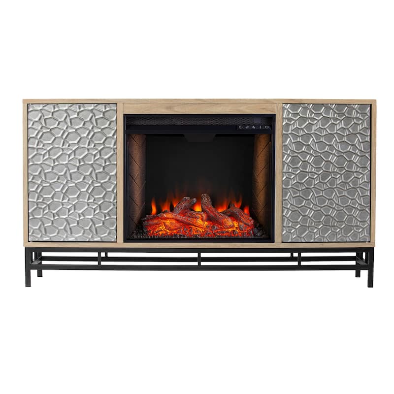 SEI Furniture Ausborne Electric Fireplace w/ Media Storage - Natural