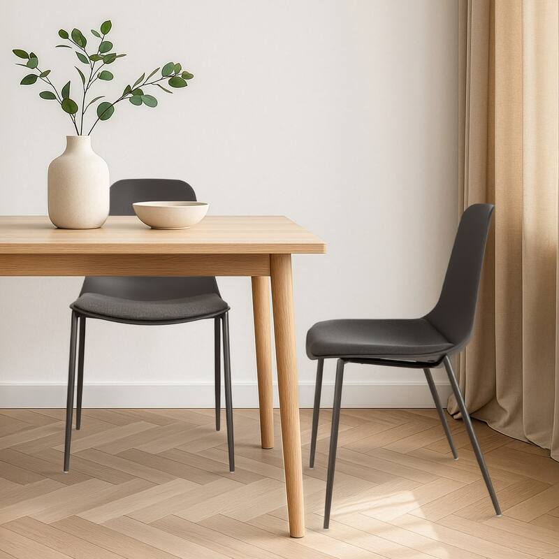 Set of 4 Plastic Dining Chairs Cushion Padded For Kitchen Metal Legs Guest Meeting Waiting Room Business Indoor Outdoor Patio