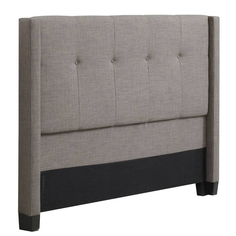 Adams California King Size Headboard, Metal Legs, Tufted Linen, Grey