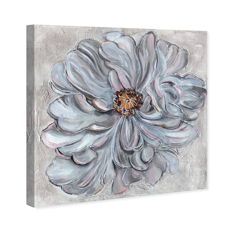 Wynwood Studio Canvas Floral and Botanical Grey shades of a flower White and Light Gray Farmhouse Wall Art Canvas Print
