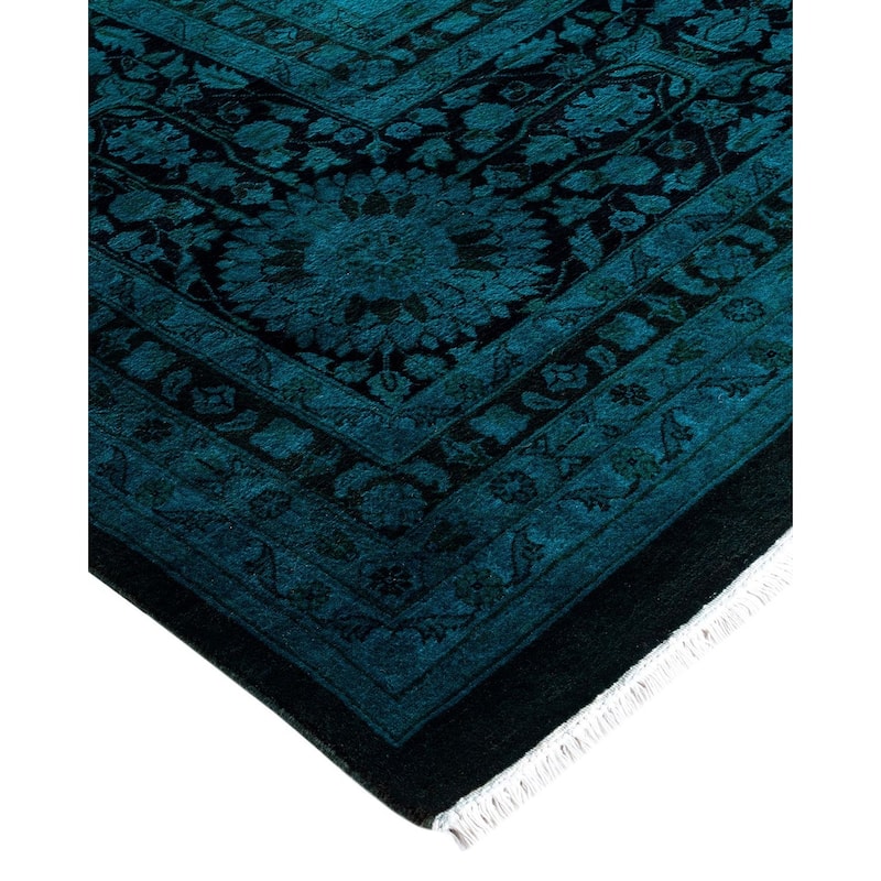 Overdyed, One-of-a-Kind Hand-Knotted Area Rug - Blue - 12' 2" x 18' 6"